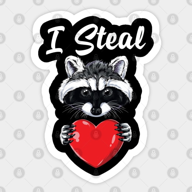 I Steal Hearts Raccoon Valentines Day Sticker by Pennelli Studio